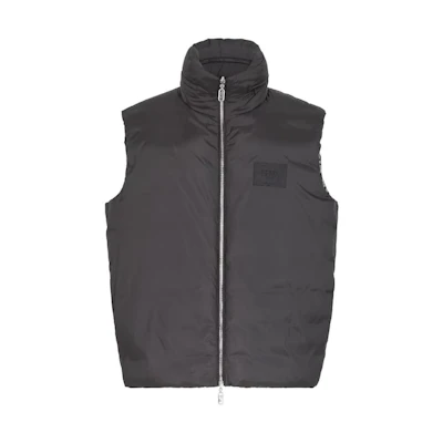 FENDI Black Reversible Nylon Logo Down Vest FAA915AQNIF0GME