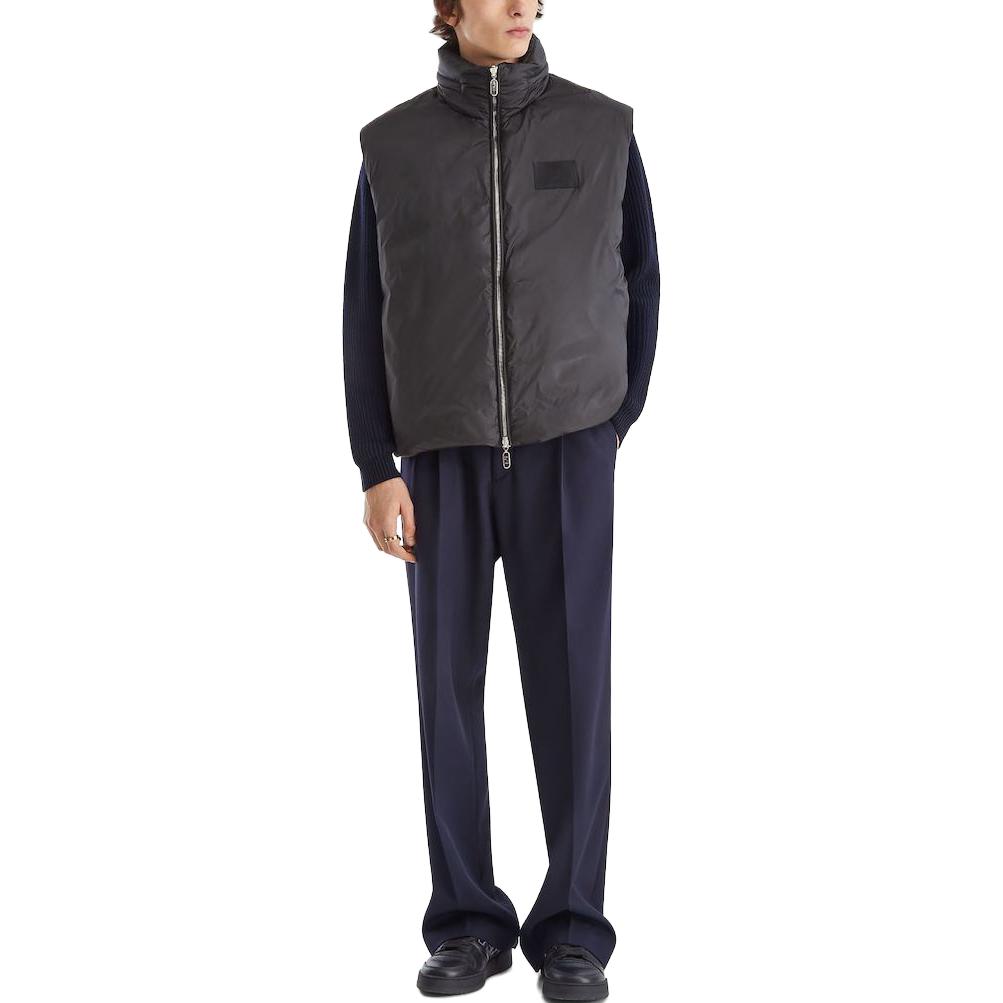 Purchase FENDI 블랙 리버서블 나일론 로고 다운 베스트 FAA915AQNIF0GME