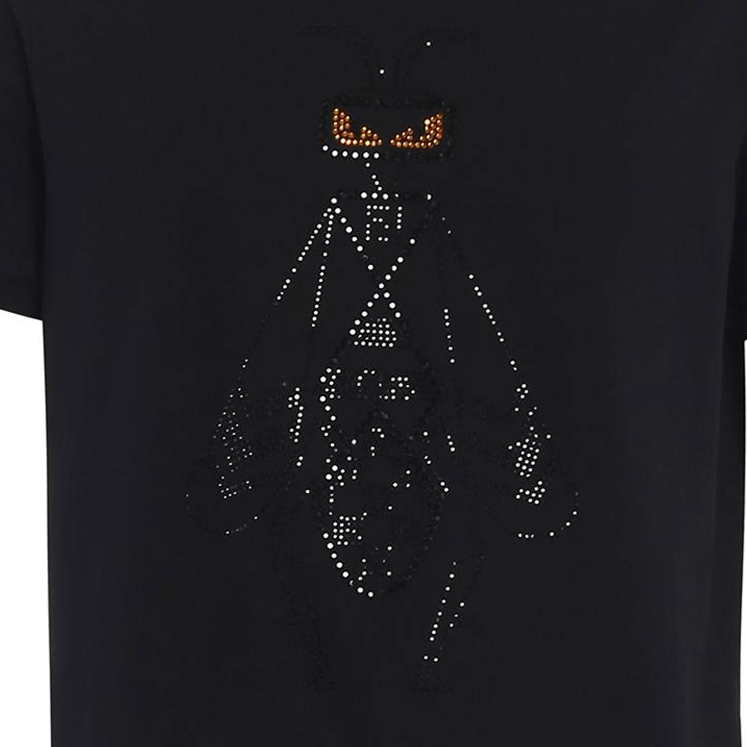 FENDI  Black Short-Sleeve T-Shirt with Rhinestone Design. FY0894A3M0F0QA1 圖 7