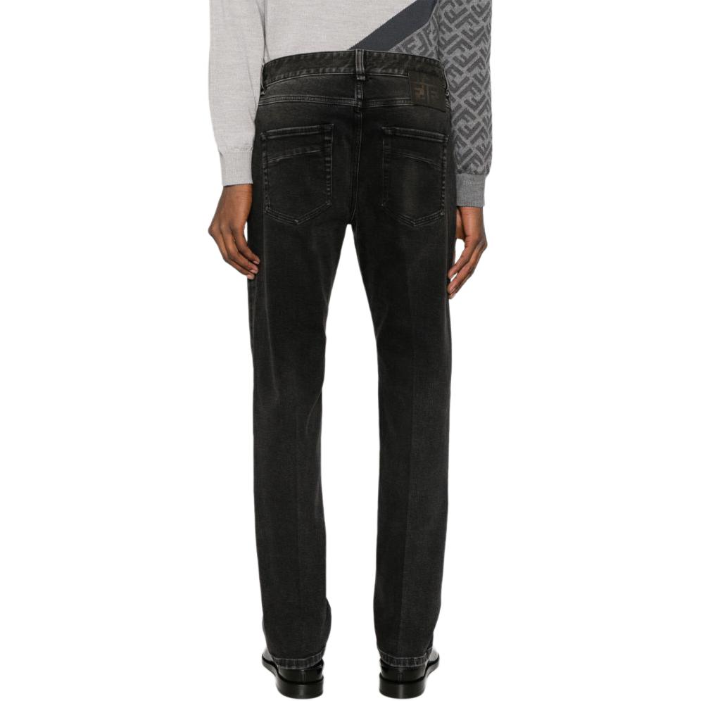 Shop FENDI 黑色修身锥形中腰牛仔裤 SS24. FLP288AQLS
