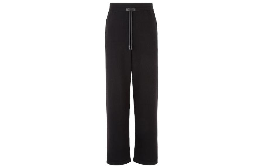 FENDI  Black Solid Color Elastic Straight-Leg Casual Pants FZR016AQL8F0QA1