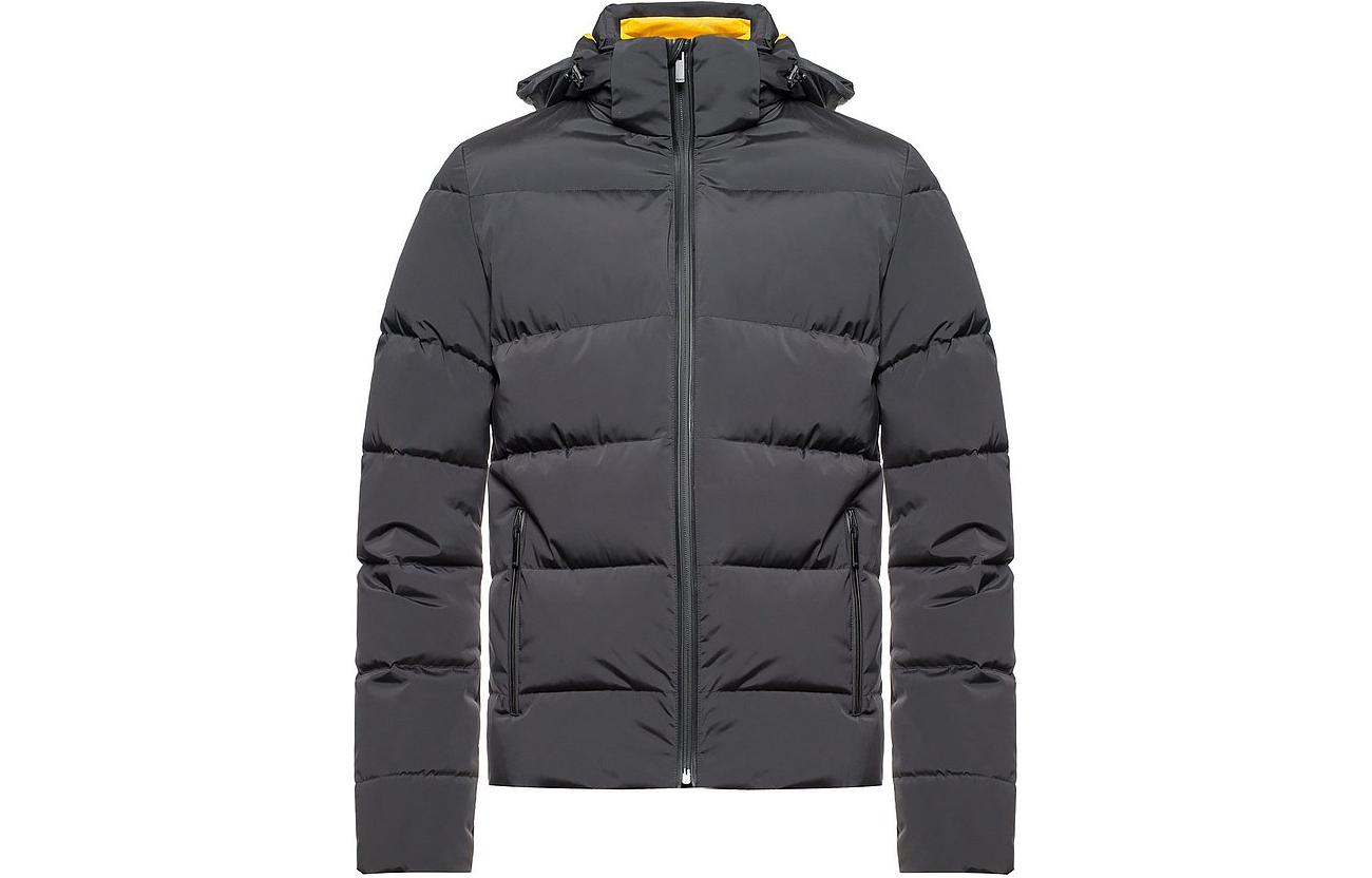 FENDI  Black Solid Color Hooded Down Jacket Outerwear. FAA644A8JFF0G8T