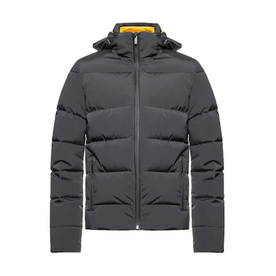 FENDI Black Solid Color Hooded Down Jacket Outerwear. FAA644A8JFF0G8T