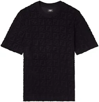 FENDI Black Solid Logo Jacquard Crewneck T-Shirt. FY0936A9RKF0QA1 FENDI Black Solid Logo Jacquard Crewneck T-Shirt. FY0936A9RKF0QA1