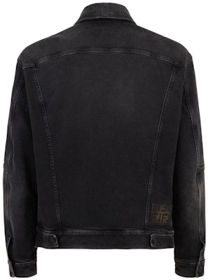 FENDI Jaket Denim Hitam Multi-Pocket dengan Kerah Lancip. FW1181AQLSF0QA1 Lookbook FENDI Jaket Denim Hitam Multi-Pocket dengan Kerah Lancip. FW1181AQLSF0QA1