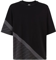 FENDI Baju-T Hitam Bergaris Longgar Leher Bulat Lengan Pendek. FAF682AN68F1N6F Order FENDI Baju-T Hitam Bergaris Longgar Leher Bulat Lengan Pendek. FAF682AN68F1N6F