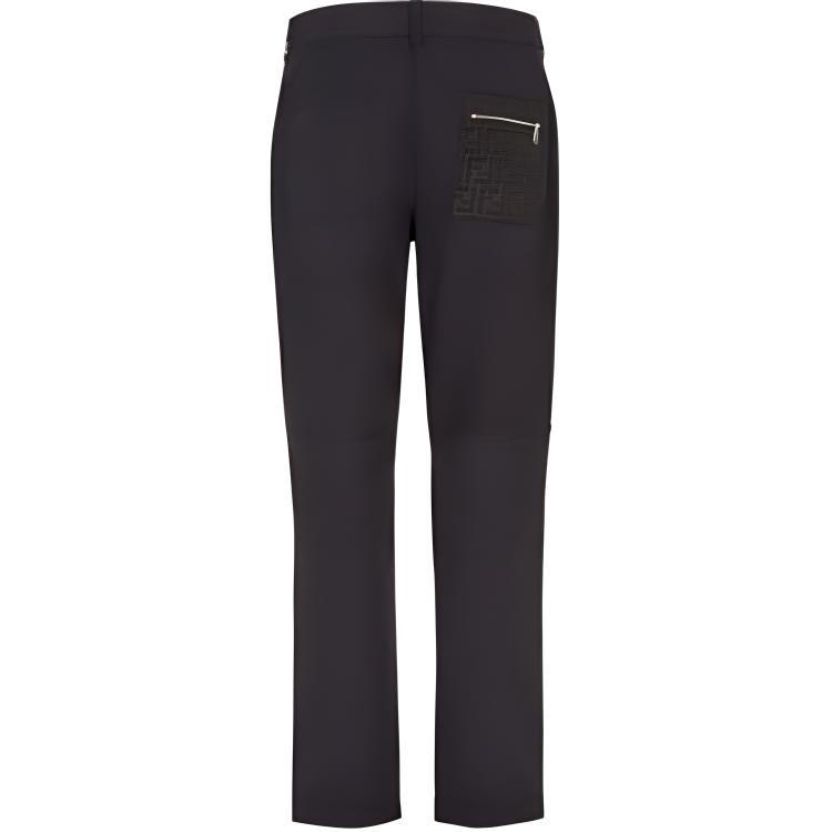 Lookbook FENDI  Black Tapered Casual Pants with Letter Print Mid-Rise Design FB0873AQMVF0QA1