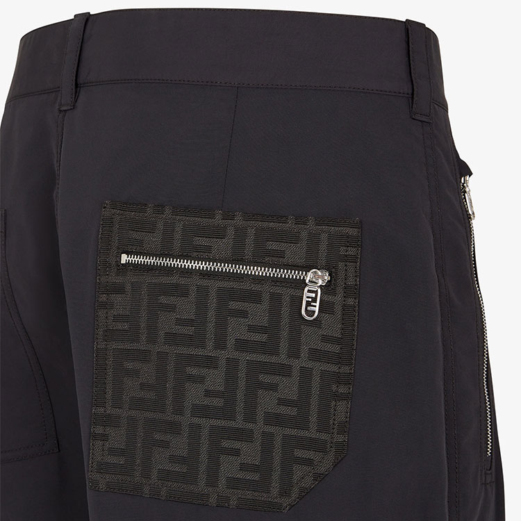 Shop FENDI  Black Tapered Casual Pants with Letter Print Mid-Rise Design FB0873AQMVF0QA1