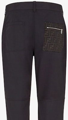 FENDI Black Tapered Casual Pants with Letter Print Mid-Rise Design FB0873AQMVF0QA1 Purchase FENDI Black Tapered Casual Pants with Letter Print Mid-Rise Design FB0873AQMVF0QA1