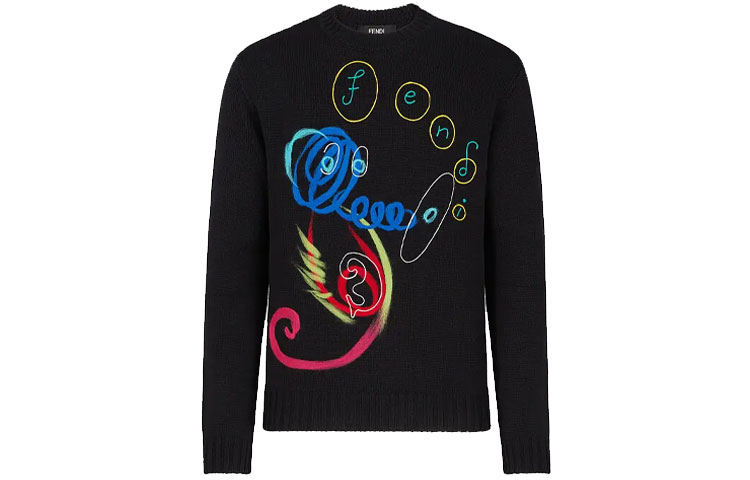 Order FENDI Suéter Negro de Lana con Diseño de Logo. FZY457AH39F0QA1