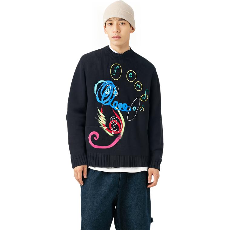 Shop FENDI Suéter Negro de Lana con Diseño de Logo. FZY457AH39F0QA1