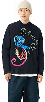 FENDI Suéter Negro de Lana con Diseño de Logo. FZY457AH39F0QA1 Shop FENDI Suéter Negro de Lana con Diseño de Logo. FZY457AH39F0QA1