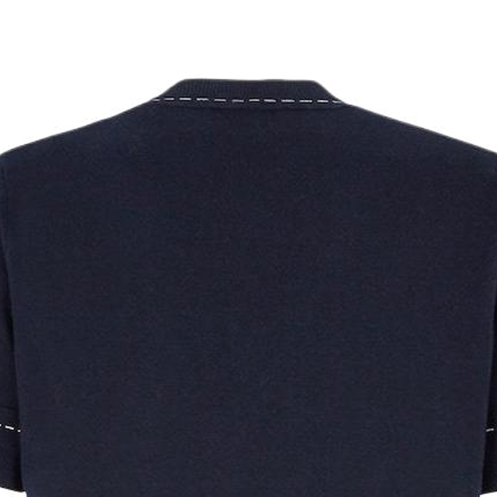 FENDI  Blue Crewneck Knit T-Shirt with Logo Embroidery. FZE004AR8DF03LQ 圖 7