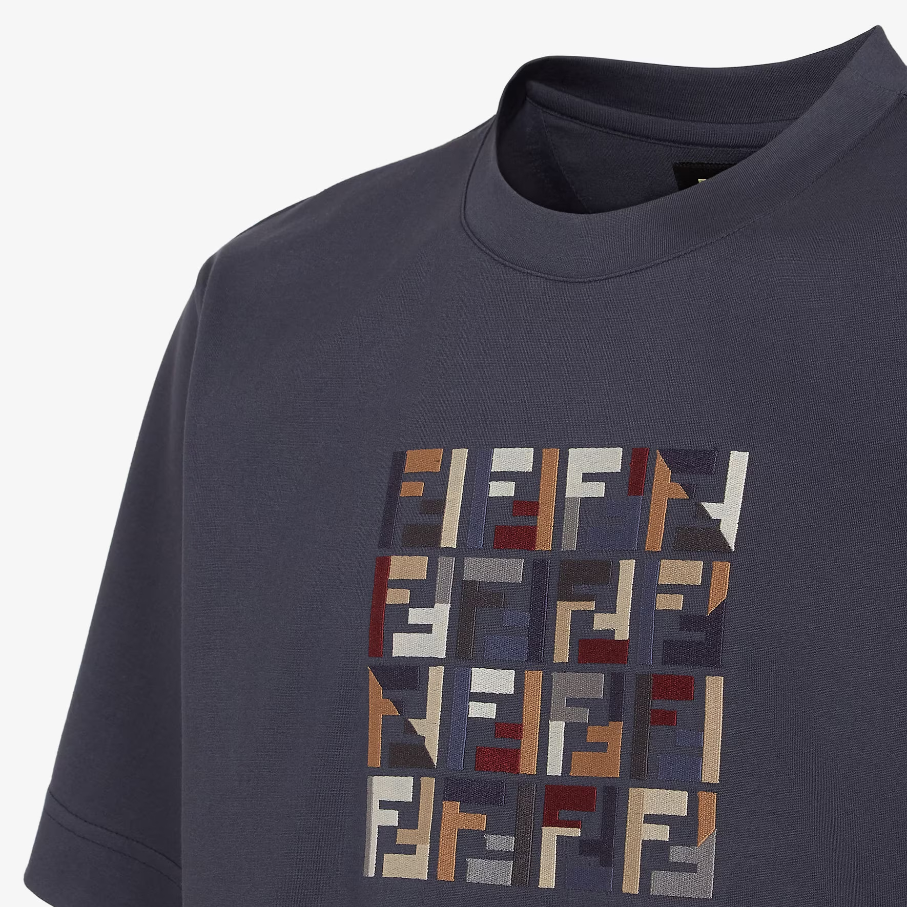 FENDI  Blue Embroidered Logo T-Shirt 7th Anniversary Limited Edition FW24. FY0936ATC7F0QB0 圖 4