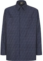 FENDI Blue Jacquard Logo Single-Breasted Long-Sleeve Jacket. FW1337ASCPF0H5A FENDI Blue Jacquard Logo Single-Breasted Long-Sleeve Jacket. FW1337ASCPF0H5A