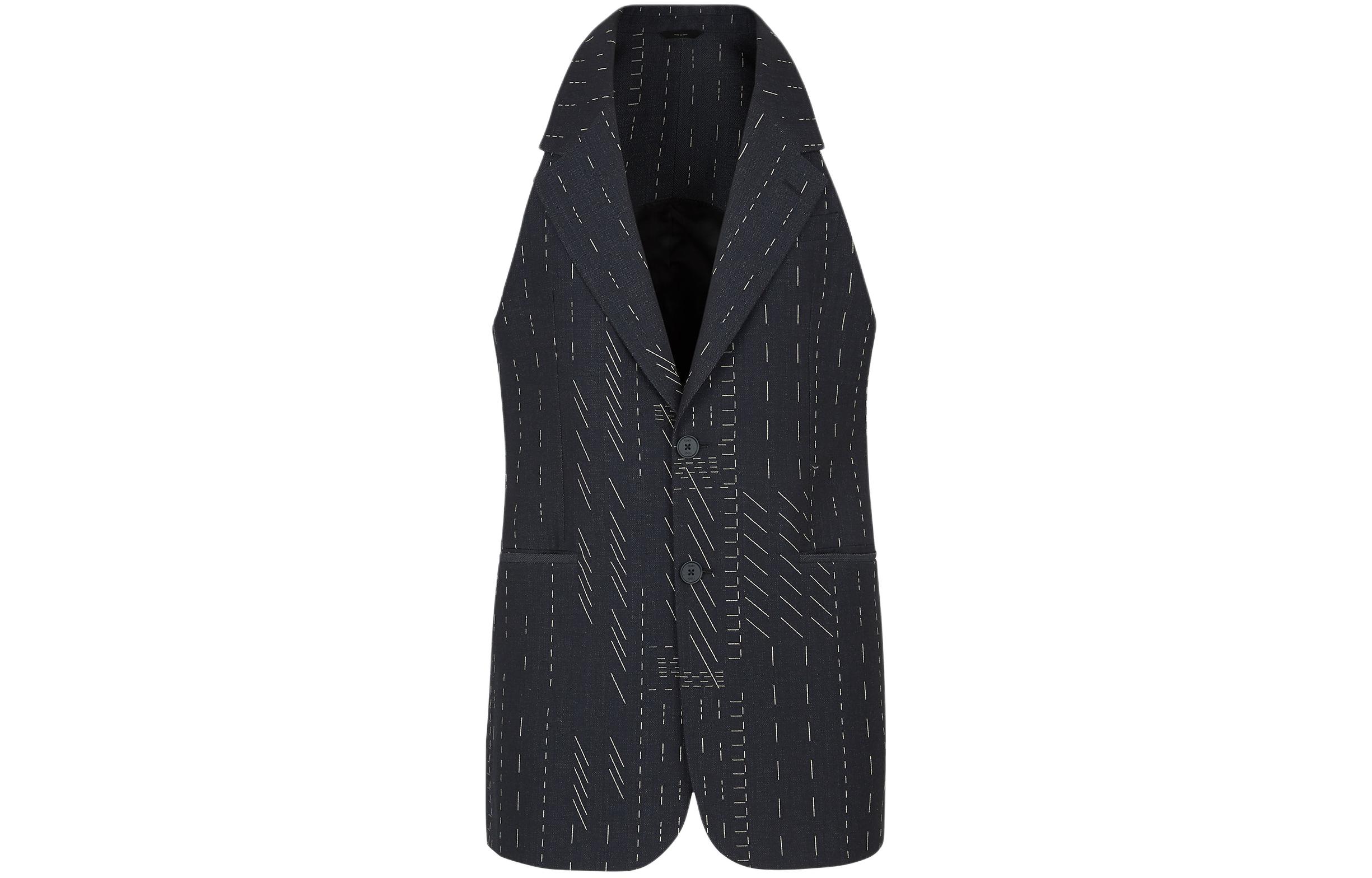 FENDI  Blue Jacquard Single-Breasted Casual Vest. FJ0794AR91F03LQ