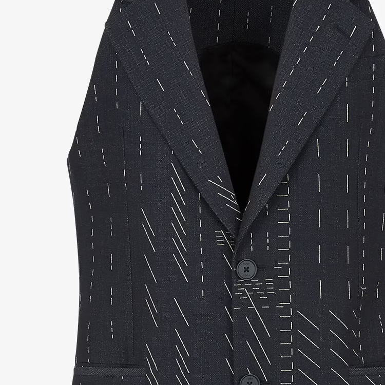 Details for FENDI Biru Jacquard Single-Breasted Casual Vest Lelaki. FJ0794AR91F03LQ