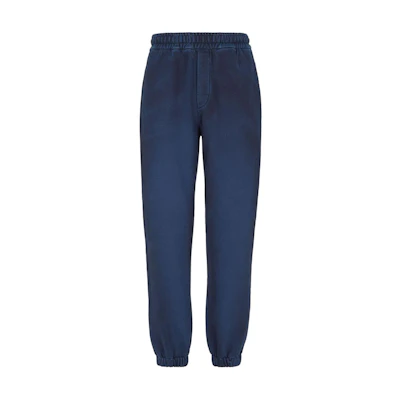 FENDI Blue Logo Patch Knit Jogger Pants with Elastic Waistband. FB0942APM9F0QC7