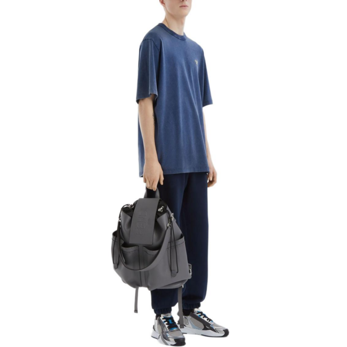 FENDI  Blue Logo Patch Knit Jogger Pants with Elastic Waistband. FB0942APM9F0QC7 圖 4