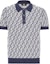 Buy FENDI Blue Logo Print Short Sleeve Knit Polo Shirt FZC349AR85F04V6