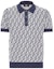 Order FENDI Blue Logo Print Short Sleeve Knit Polo Shirt FZC349AR85F04V6