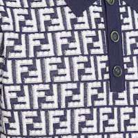 Shop FENDI 藍色印花短袖針織POLO衫 FZC349AR85F04V6