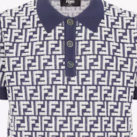 Cheap FENDI 藍色印花短袖針織POLO衫 FZC349AR85F04V6