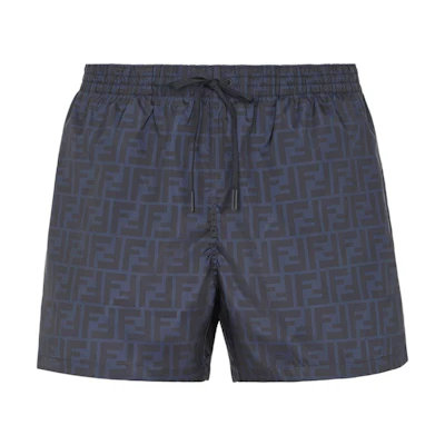 FENDI Blue Logo Print Slim Fit Swim Boxers with Drawstring. FXB077A79FF1-OLZ