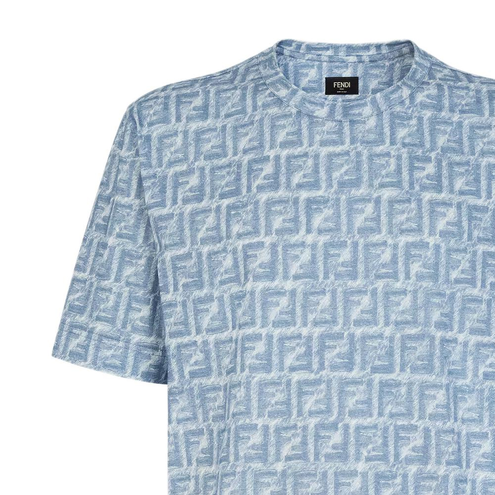 Purchase FENDI 藍色Logo印花大尺碼圓領T恤 SS24 FY0936AR79F0GCT