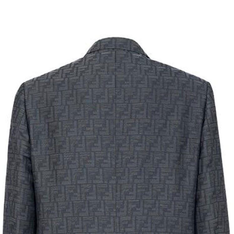 Purchase FENDI 藍色長袖西裝外套，全版Logo印花設計及單顆扣。 FJ0768APOK-F0QA2