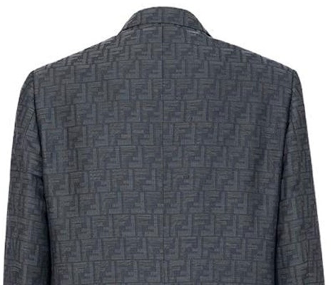 FENDI 藍色長袖西裝外套,全版Logo印花設計及單顆扣。 FJ0768APOK-F0QA2 Purchase FENDI 藍色長袖西裝外套,全版Logo印花設計及單顆扣。 FJ0768APOK-F0QA2