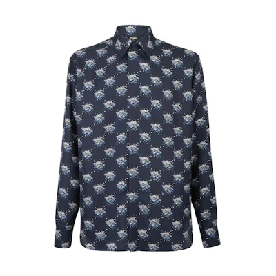 FENDI Blue Long-Sleeve Shirt with Monogram and Square Neckline. FS1038AQIGF1AJR