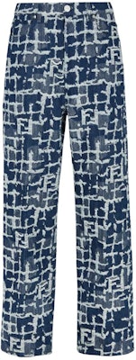 FENDI Blue Mid-Rise Straight-Leg Zipper Fly Monogram Jeans FLP345AR9NF0UV2 Buy FENDI Blue Mid-Rise Straight-Leg Zipper Fly Monogram Jeans FLP345AR9NF0UV2