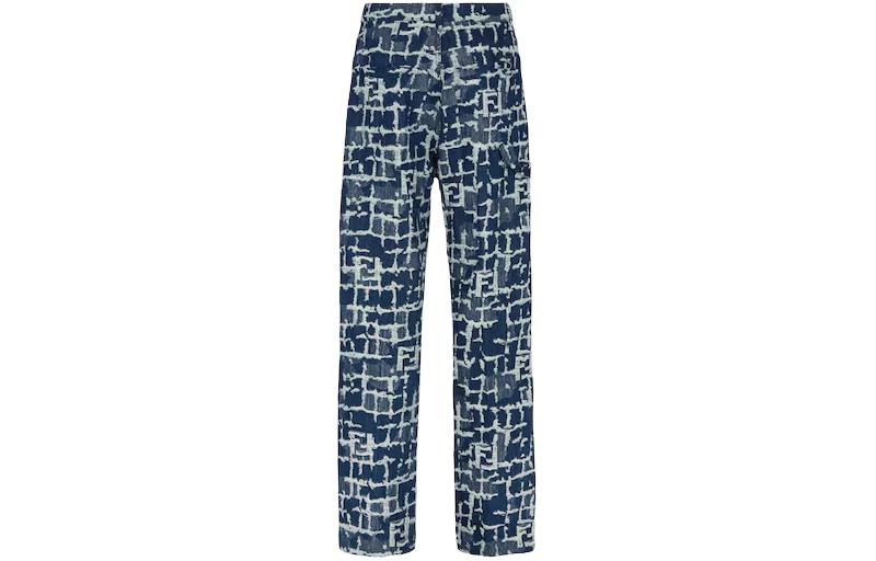 Lookbook 芬迪 蓝色中腰直筒拉链飞行标志牛仔裤 FLP345AR9NF0UV2