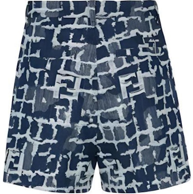 FENDI Blue Mid-Waist Zipper Straight Casual Shorts with All-Over Print FLP347AR9NF0-UV2 Lookbook FENDI Blue Mid-Waist Zipper Straight Casual Shorts with All-Over Print FLP347AR9NF0-UV2