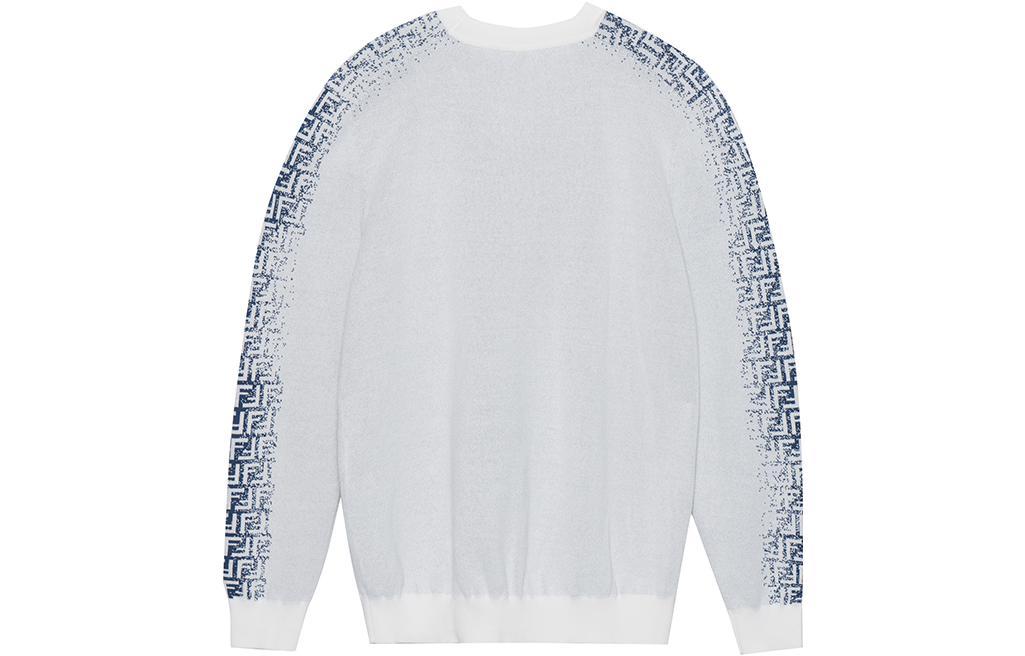 FENDI  Blue White Crewneck Sweater with Side Letter Logo. FZX005AN3YF0MYN 圖 3