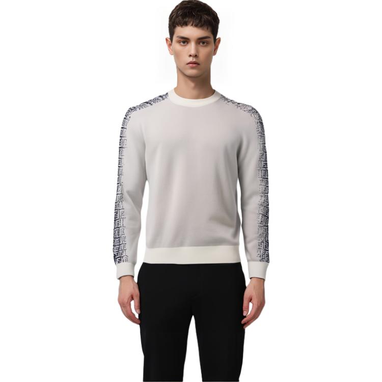 FENDI  Blue White Crewneck Sweater with Side Letter Logo. FZX005AN3YF0MYN 圖 4