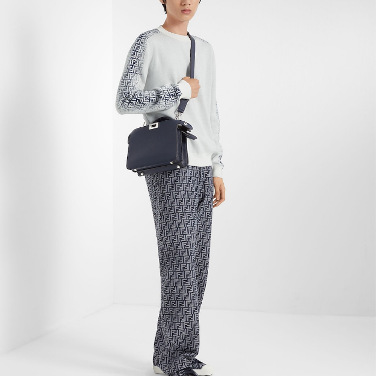 FENDI  Blue White Crewneck Sweater with Side Letter Logo. FZX005AN3YF0MYN 圖 6