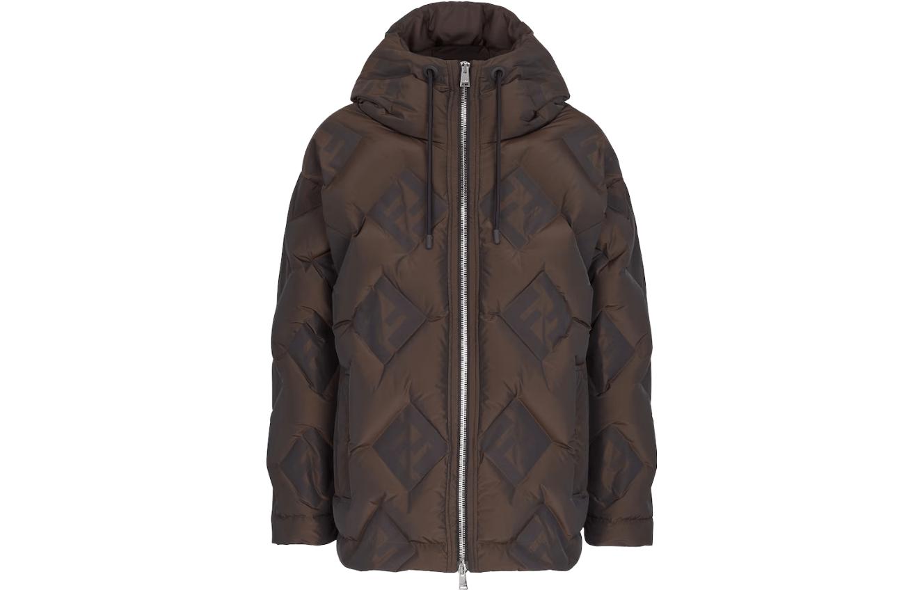 Order FENDI 棕色羽绒夹克，配抽绳连帽和侧拉链口袋。 FAA911AQNHF0-HCU