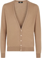 FENDI Brown Knitted Long-Sleeve Sweater with Embossed Logo Details. FZC491AR88F0TZ8 FENDI Brown Knitted Long-Sleeve Sweater with Embossed Logo Details. FZC491AR88F0TZ8