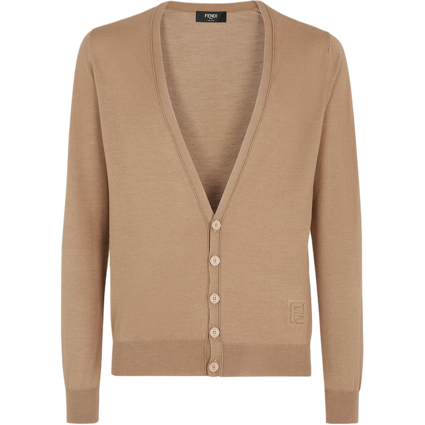 Order FENDI  Brown Knitted Long-Sleeve Sweater with Embossed Logo Details. FZC491AR88F0TZ8