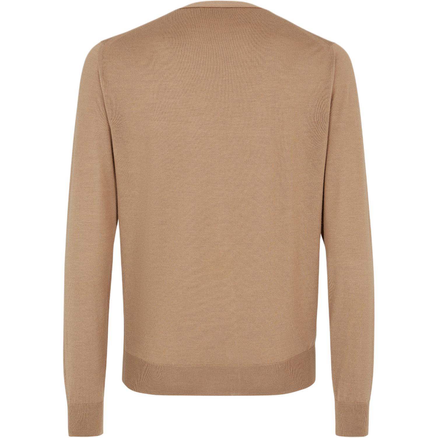 Lookbook FENDI  Brown Knitted Long-Sleeve Sweater with Embossed Logo Details. FZC491AR88F0TZ8