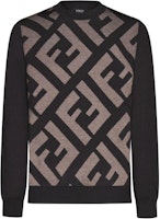 FENDI Brown Letter Print Colorblock Crewneck Sweater. FZX091APJKF1M2Q FENDI Brown Letter Print Colorblock Crewneck Sweater. FZX091APJKF1M2Q