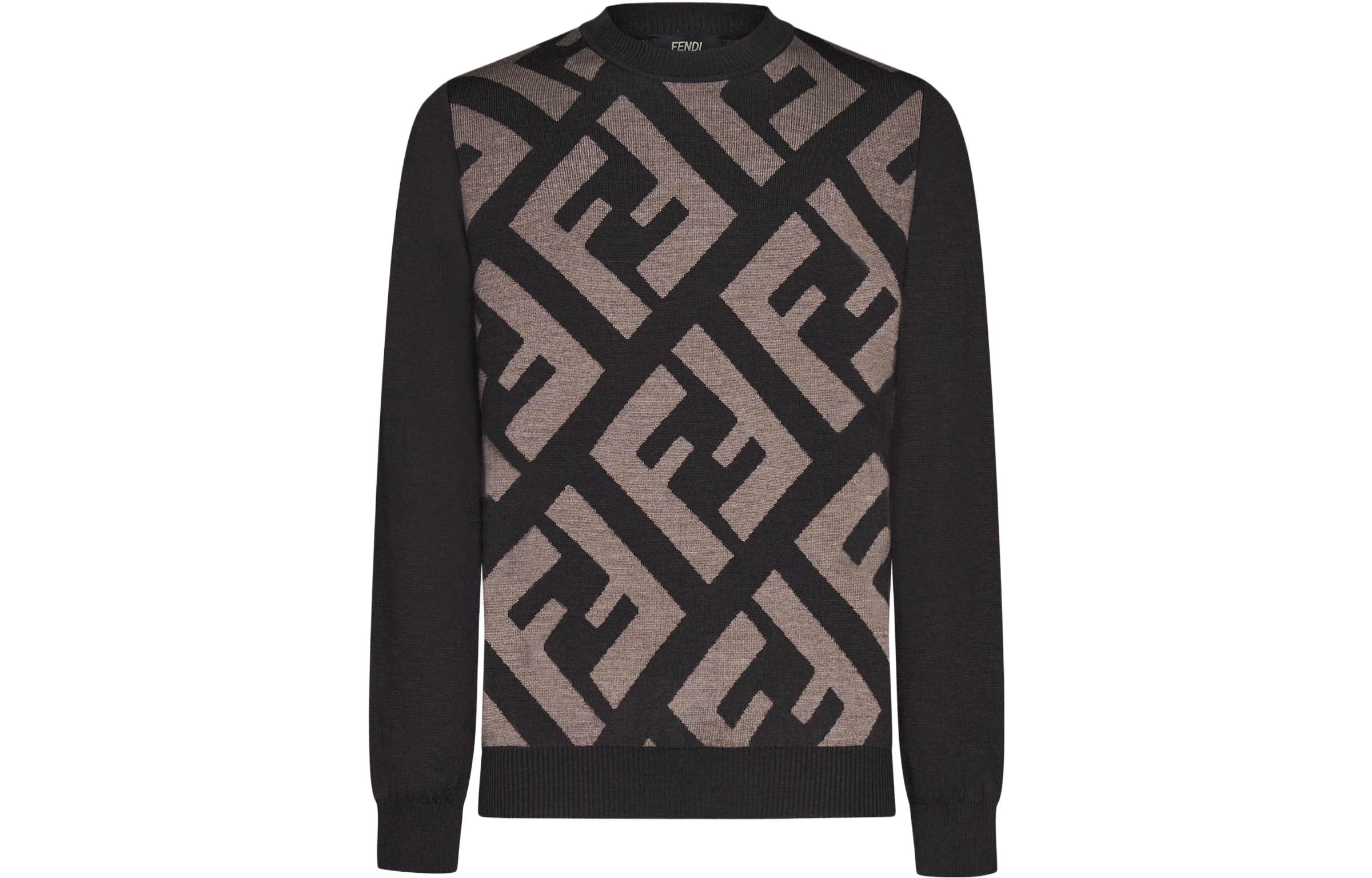 Order FENDI 棕色字母印花拼色圓領毛衣. FZX091APJKF1M2Q
