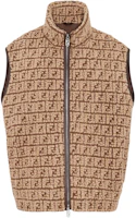 FENDI Brown Logo Jacquard Zipper Vest FT0060APOPF1EPI FENDI Brown Logo Jacquard Zipper Vest FT0060APOPF1EPI