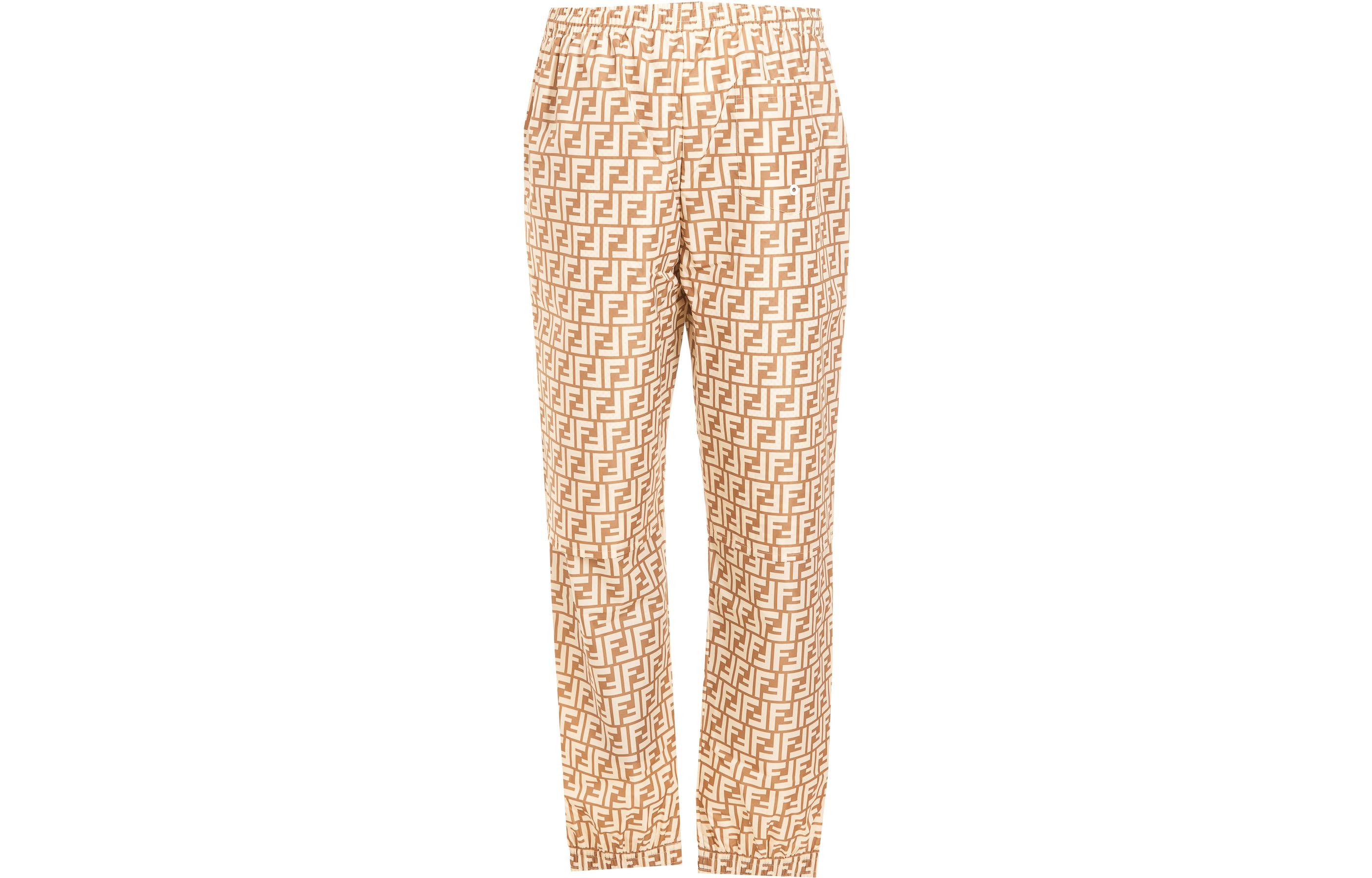 Lookbook FENDI Seluar Santai Coklat Corak Logo Potongan Lurus Fit Relaks. FAB527A797F1200