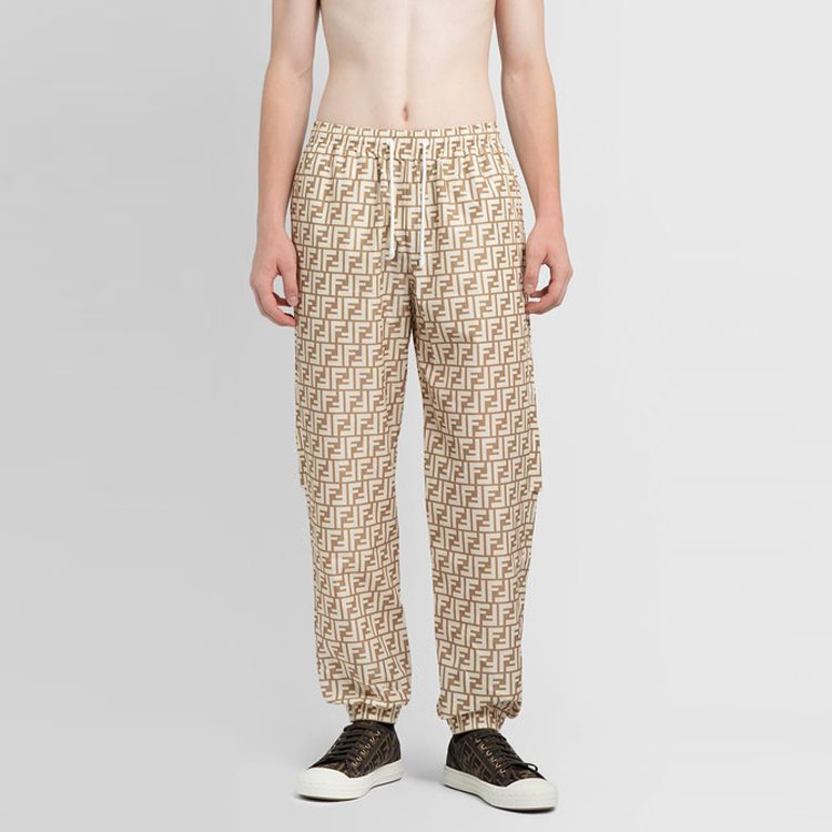 Details for FENDI Seluar Santai Coklat Corak Logo Potongan Lurus Fit Relaks. FAB527A797F1200