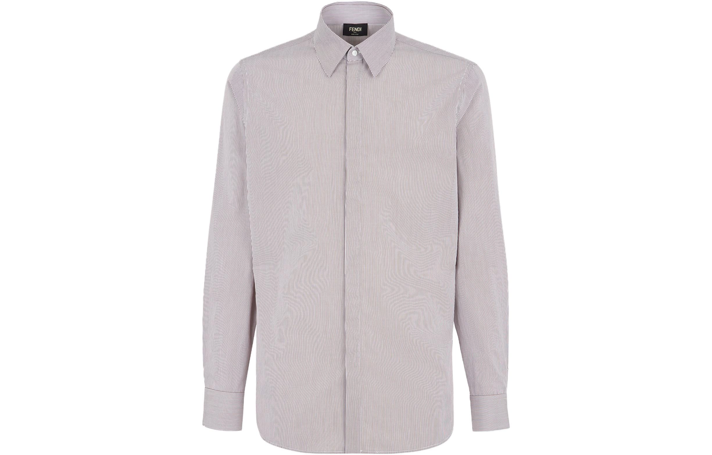 FENDI  Brown Long Sleeve Striped Button-Up Shirt FS0585APQ3F06WU