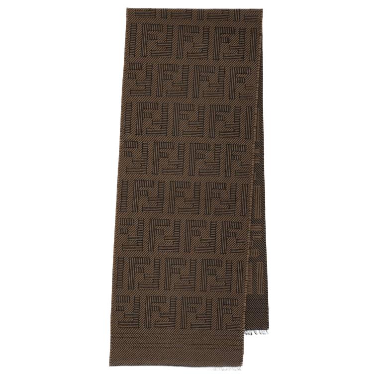 FENDI  Brown Printed Wool Scarf FXS124APW4F13D6