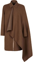 FENDI Brown Wool Coat with Striped Lapel Mid-Length Design. FF0740APNBF1LUZ FENDI Brown Wool Coat with Striped Lapel Mid-Length Design. FF0740APNBF1LUZ